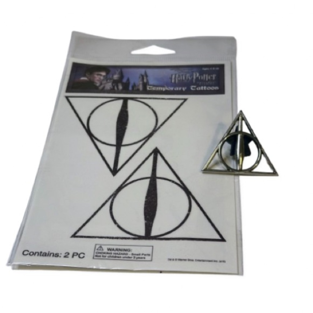 (Universal Studios) Harry Potter Deathly Hallows Temporary Tattoo and Pin